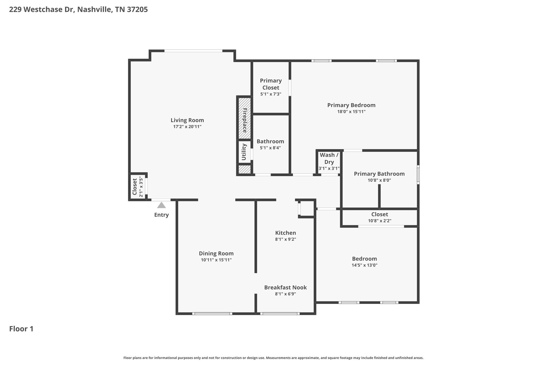 Floor plan of 229 Westchase Drive